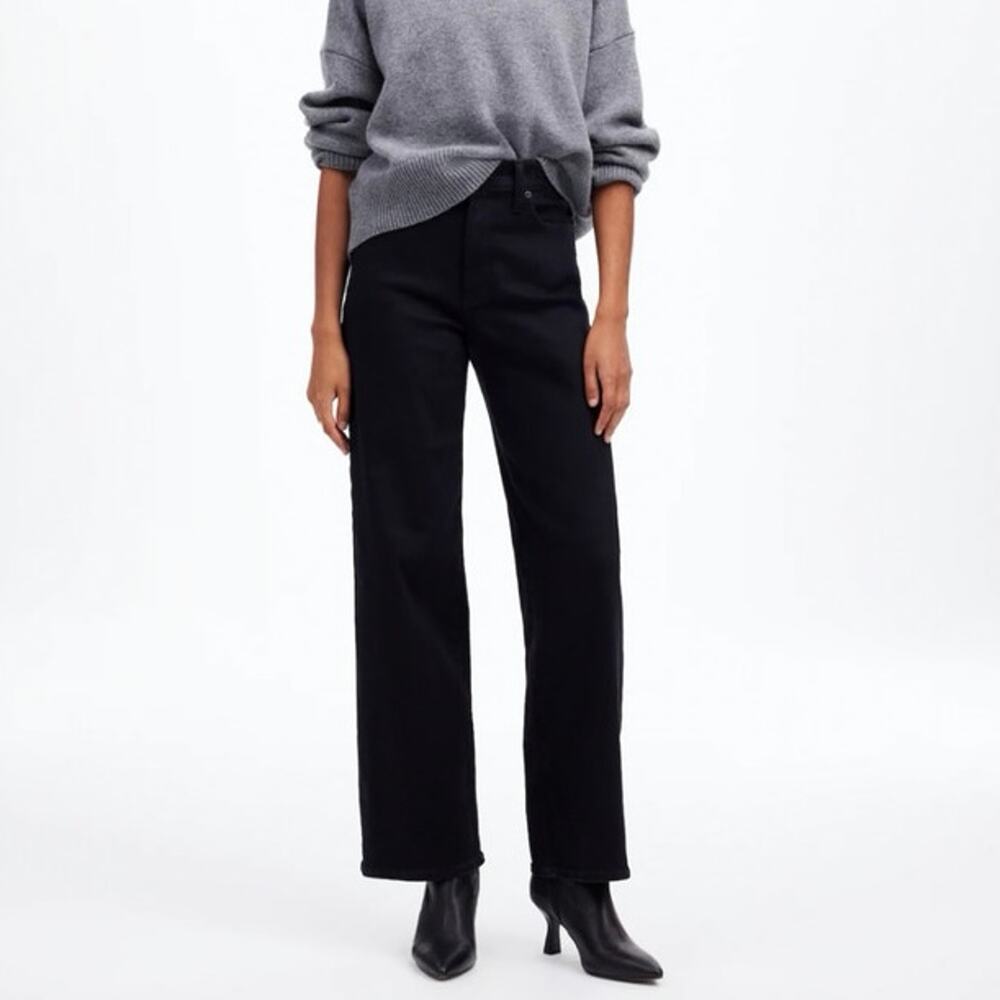 Madewell The Perfect Vintage Wide-Leg Jean Black Rinse Wash Size 27 Petite NWT
